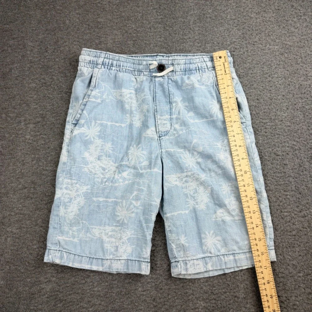 OshKosh‎ B'gosh Shorts Boys 10 Blue Tropical Palm Tree Dinosaur Print Cotton
